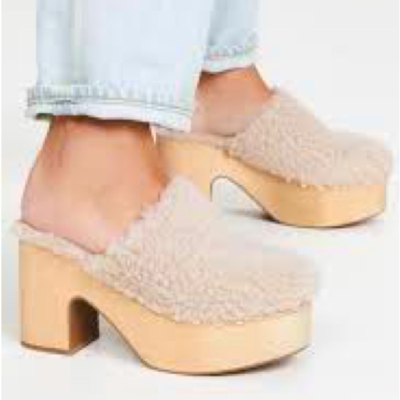 ASTER SHEARLING BLOCK PLATFORM HEEL CLOG - Picture 1 of 2